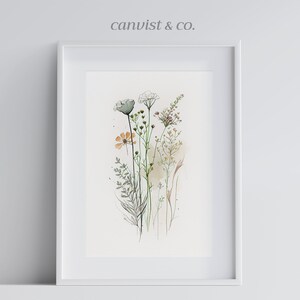 Watercolor Botanical Print, Wildflowers Floral Printable Art, Gallery Wall art, Wild Flowers Art Floral Farmhouse Art, Modern Home Decor Art