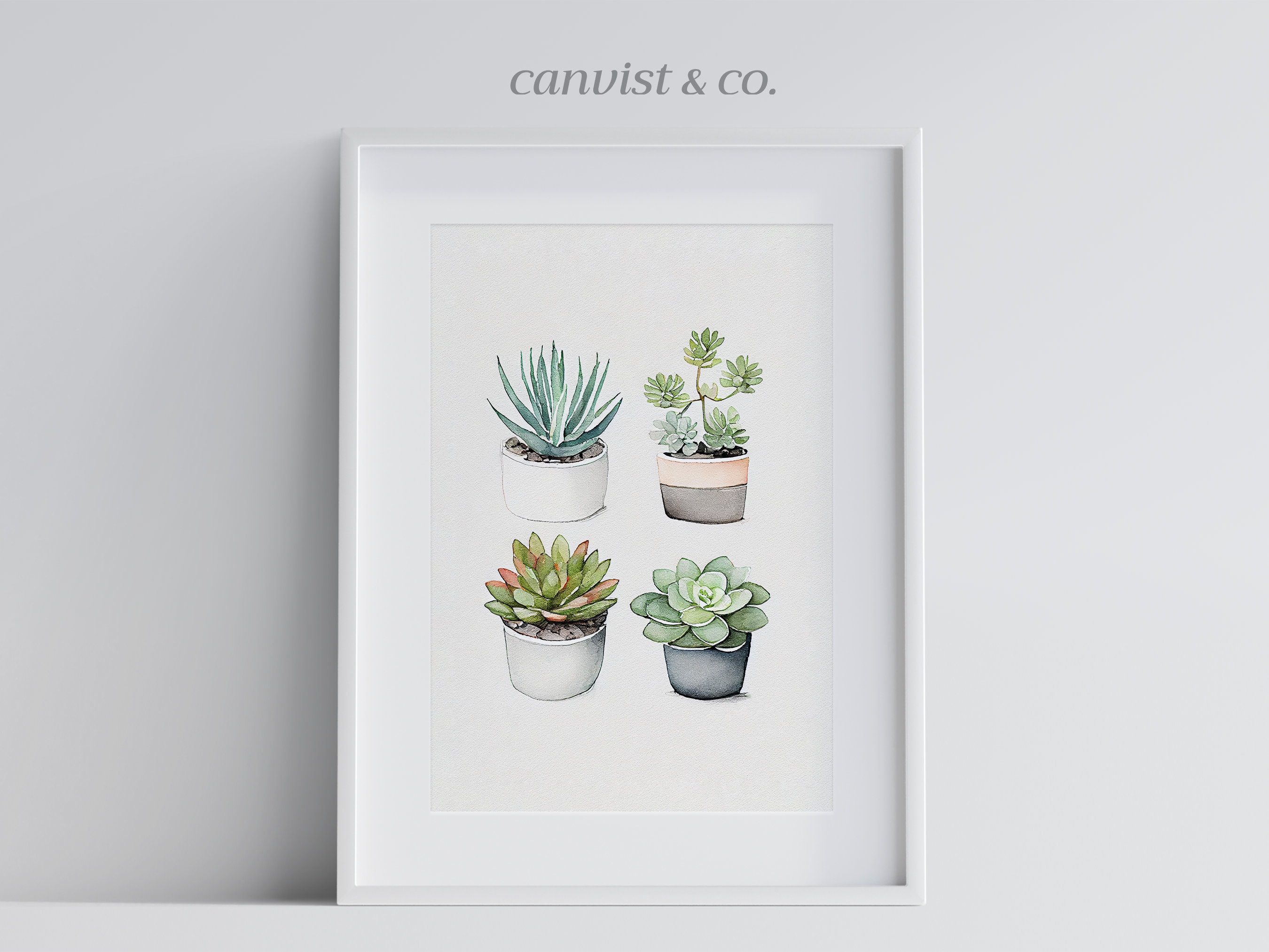 Watercolor Botanical Print, Succulent Pot Printable Art, Gallery Wall ...