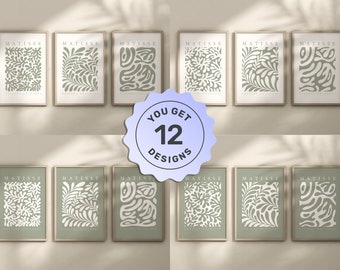 Matisse Print Bundle, Set of 3, Sage Green Wall Art, Paper Cutouts, Neutral Wall Art, Matisse Wall Art, Gallery Wall Art, Matisse Poster Set