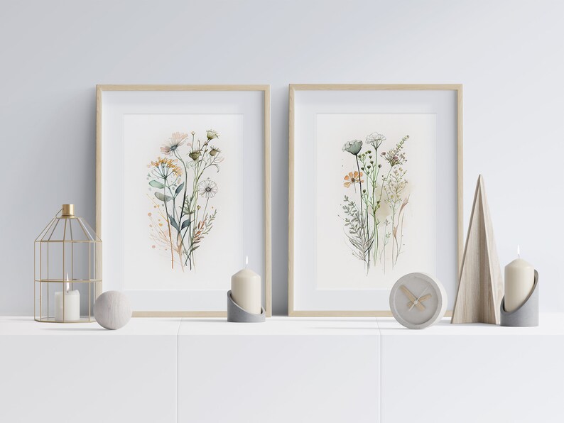 Watercolor Botanical Print Set of 2, Floral Printable Art, Gallery Wall ...