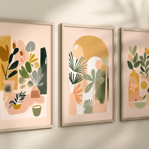 Set of 3 Matisse Inspired Prints in Pink, Abstract Matisse Wall Art, Neutral Wall Art, Boho Prints, Gallery Wall Art, Matisse Poster Set
