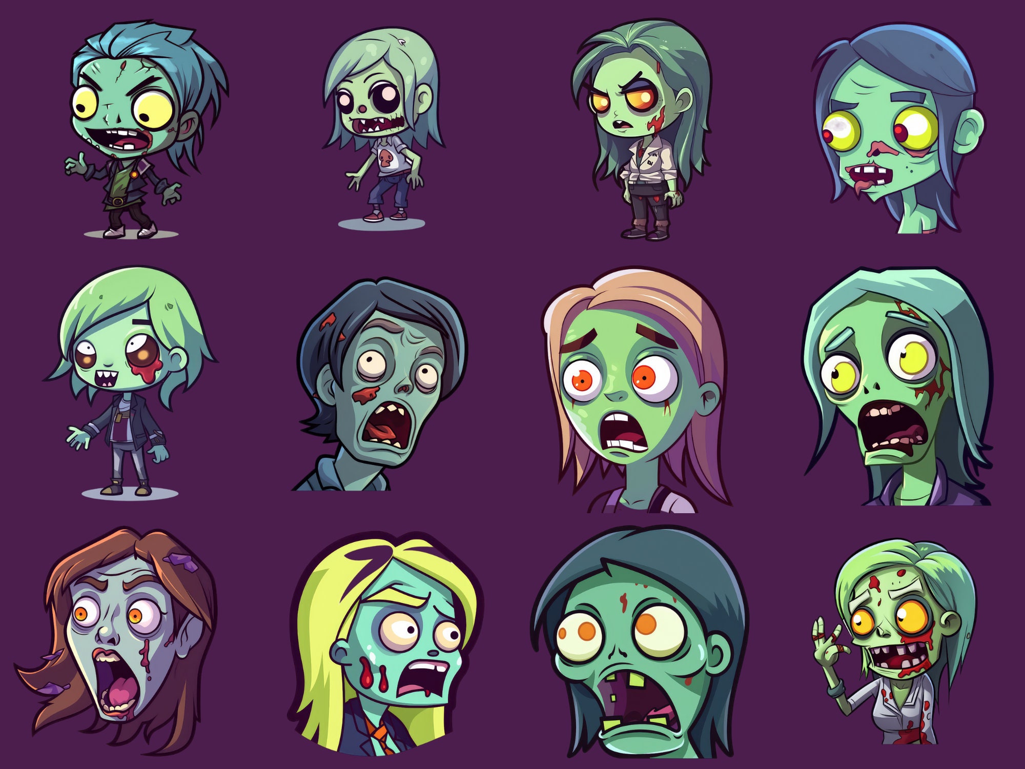 71 Twitch & Discord Female ZOMBIE Emote Pack Creepy Love - Etsy