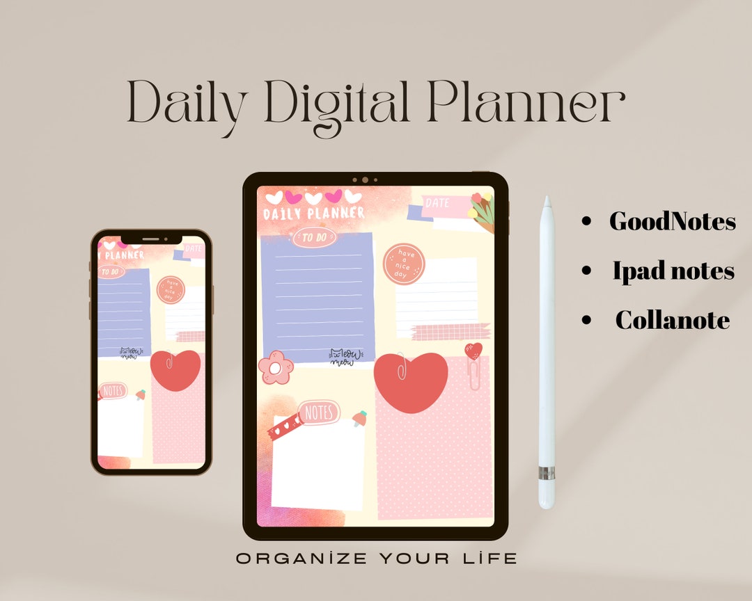 Cute Digital Daily Planner / Goodnotes & Collanote Planner / Etsy