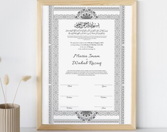 Mughal Nikkahnama Template | Custom Luxury Nikkah Contract (PDF Template)