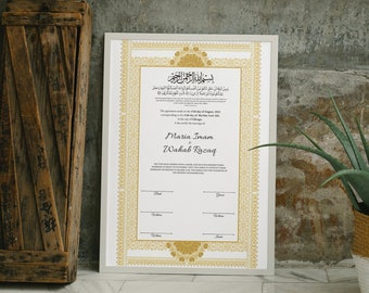 Certificado Nikkah Download digital personalizado, certificado Nikkah de luxo, contrato de casamento islâmico, presente de casamento muçulmano personalizado.N181