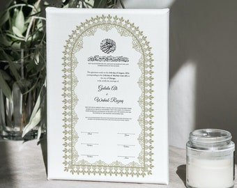 Personalised Nikkah Contract, Nikah Nama, Customised Muslim Marriage Certificate, Keepsake, Wedding Gift for Bride/Groom. 162