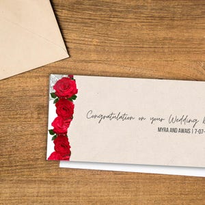 Modelo de cartão de felicitações de casamento, cartão de felicitações, cartão de felicitações pelo seu casamento, cartão elegante para o dia do casamento. WE114