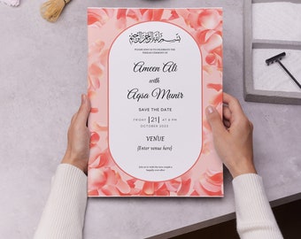 Islamic Wedding Nikkah Invitation | Modern Nikkah Invitation | Muslim Nikkah invitation | Template | Editable, Digital Download. WN3