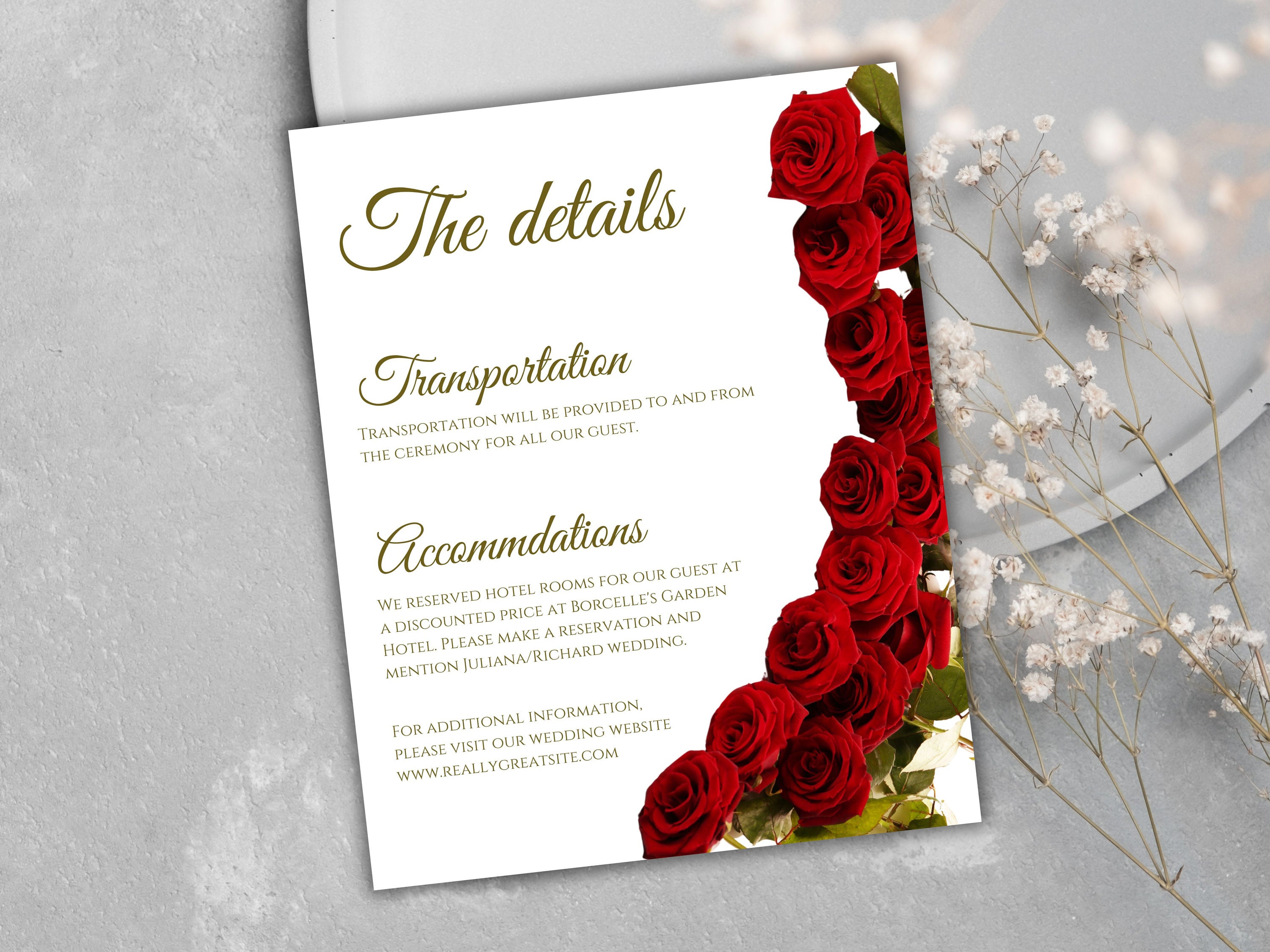 Red Rose Wedding Invitation Set, Red Rose RSVP, Dark Red Floral ...