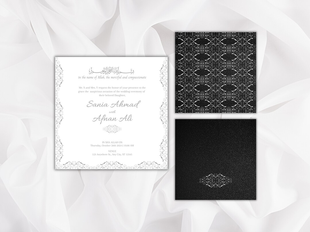 Muslim Wedding Card Template With Envelope Editable Wedding Etsy Muslim Wedding Card Template With Envelope Editable Wedding Etsy