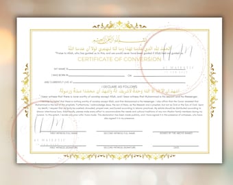 Conversion Certificate, Muslim Conversion Certificate, Shahada Certificate, Convert Certificate, Editable, Printable, Instant Download. CC1