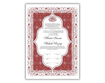 Plantilla de contrato Nikkah, contrato Nikkah imprimible, Nikkahnama editable, certificado de boda musulmán, descarga digital, matrimonio islámico. NN193
