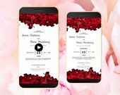 Red Rose Wedding Evite Template, Electronic Wedding Invitation, Red Rose video Wedding Invitation, Text Message, Mobile Phone Invite. WEI25