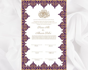 Custom Nikkah Certificate, Islamic Marriage Contract (Digital Download)