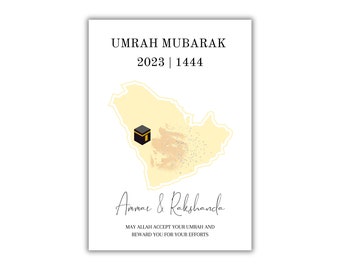 Personalized Umrah Mubarak Template, Umrah Gift, Digital Print , Umrah Wishes, Editable Template, A2, A3, A4, A5, Pdf Template. 2