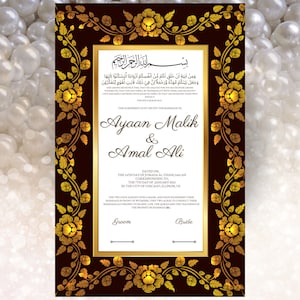 Luxury Nikkah Contract, Nikkah Certificate, Custom Nikah Nama, Islamic Wedding Contract, Marriage Contract Wedding, Digital. NN8