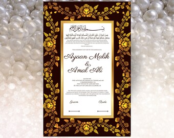 Luxury Nikkah Contract, Nikkah Certificate, Custom Nikah Nama, Islamic Wedding Contract, Marriage Contract Wedding, Digital. NN8