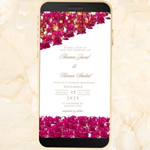 Pink Rose Wedding Evite Template, Electronic Wedding Invitation, Pink Rose video Wedding Invitation, Mobile Phone Invite. WEIB32