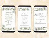 White Wedding Invitation, Online Invitation Template, White E-Invite, RSVP Invitation, Digital White Rose Wedding Invitation. WEIB35
