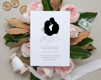 carte de mariage minimaliste | carte de mariage moderne de couple | Carte de mariage personnalisée | Carte de mariage élégante | Carte de mariage physique.