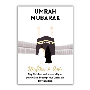Personalised Umrah Mubarak Greeting Card – Handmade Folded Card With Envelope, Partiest