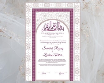 Nikkah Certificate Digital Download, Editable, Template, Muslim Contract, Muslim Marriage, A4, A3, Template, Instat Download. NN41