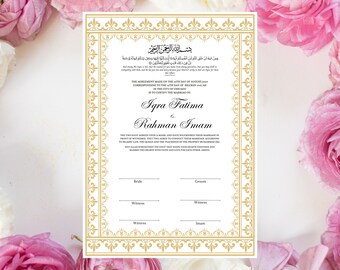 Nikkah Certificate Digital Download, A4 / A3. NN233