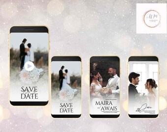 Video animato "Save the Date" per il matrimonio, invito digitale modificabile (download digitale)