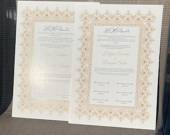 Certificado Nikkah, Contrato de boda islámico, Certificado de matrimonio musulmán, Nikkah Nama, Nombres personalizados. Certificado Nikkah, A3/A4. P11