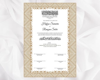 Muslim Nikkah Certificate Template, A3,  A4. NN115
