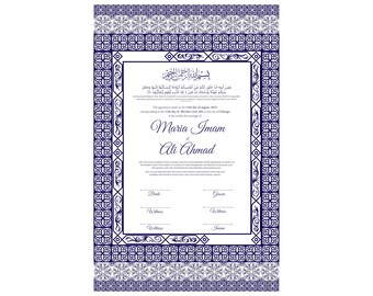 Contrato Nikkah de lujo, Certificado Nikkah, Nikah Nama editable, Contrato de boda islámica, Contrato de matrimonio Descarga digital de boda. NN67