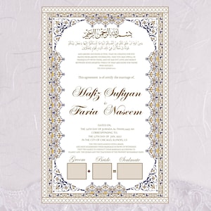 Nikkah-Zertifikat, authentisches islamisches Daumenabdruck-Abkommen, Premium islamischer Hochzeitsvertrag, Instant Download. NN27