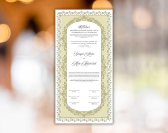 Nikkah Certificate Digital, Nikkah Contract,Customizable Digital Nikkah Certificate: Islamic Wedding Contract, Marriage Certificate. NN283