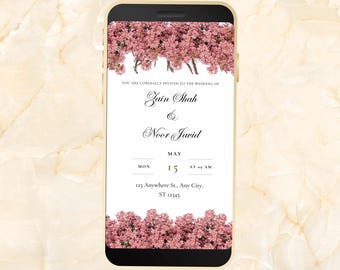 Vorlage für eine animierte Hochzeitseinladung, digitale Videoeinladung