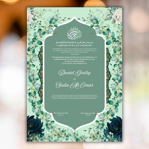 Editable Nikkah Certificate, Digital Nikah Contract Template, Muslim Islamic Nikahnama, PDF Nikkah Wedding Certificate. NN297