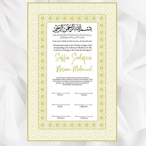 Luxus Nikkah Vertrag, Nikkah Zertifikat, Benutzerdefinierte Nikah Nama, Islamischer Hochzeitsvertrag, Ehevertrag Hochzeit Digitaler Download. NN25
