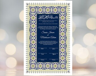 Nikkah Certificate, Nikkah Islamic Marriage Certificate, Muslin Contract,  Printable, Nikkah Contract, Editable, Digital Download. NN19