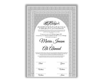 Islamic Marriage Certification | Nikahnama | Contract | Muslim Wedding | Digital Template | A4\A3 | nn133