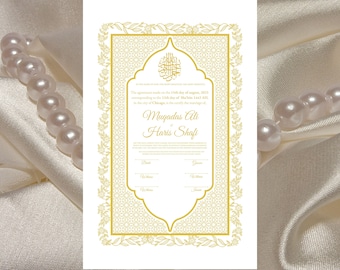 Luxury Nikkah Certificate | Nikkah Nama | Nikkah contract | Islamic marriage contract | Islamic Nikkah Digital Download | 59
