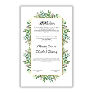 Nikkah Contract Template,Printable Nikkah Contract,Editable Nikkahnama,Muslim Wedding Certificate,Digital Download. NN185