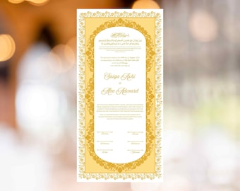 Nikkah Certificate Digital, Nikkah Contract,Customizable Digital Nikkah Certificate: Islamic Wedding Contract, Marriage Certificate. NN284