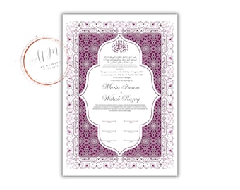 Nikkah-Zertifikat Digitaler Download Personalisiert, Luxus-Nikkah-Vertrag, Islamischer Hochzeitsvertrag, personalisiertes Muslimisches Hochzeitsgeschenk. NN192