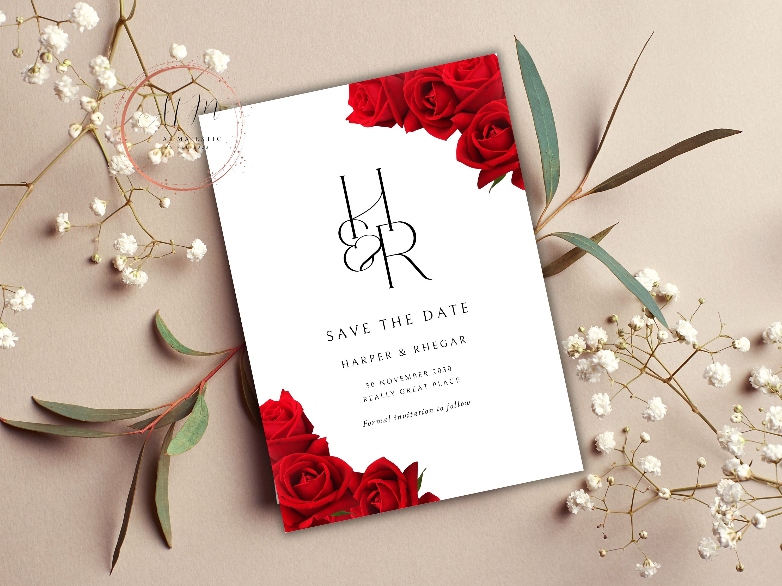 Red Rose Wedding Invitation Set, Red Rose RSVP, Dark Red Floral ...
