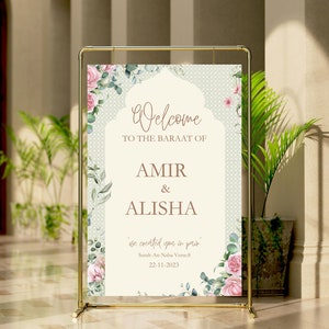 Muslim Wedding Welcome Sign - Islamic Wedding Welcome Sign Digital, Welcome to our Wedding Sign, Nikkah Welcome Poster, Muslim Couple.S2