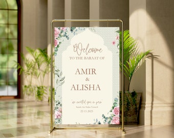 Muslim Wedding Welcome Sign - Islamic Wedding Welcome Sign Digital, Welcome to our Wedding Sign, Nikkah Welcome Poster, Muslim Couple.S2