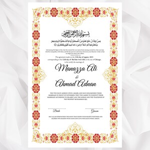 Luxury Nikkah Certificate Blue, Premium Islamic Wedding Contract, Nikkah Nama, Muslim Marriage Certificate, Personalised Gift, . NN72