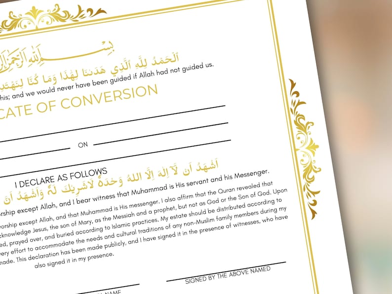 Islamic Conversion Certificate.pdf Conversion Certificate, Muslim Conversion Certificate, Shahada ...