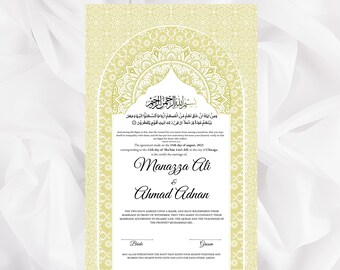 Spersonalizowany certyfikat Nikkah: Cyfrowy muzułmański kontrakt ślubny (do pobrania w wersji cyfrowej)