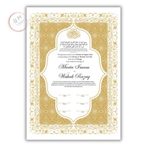 Premium Nikkah Contract | Custom Nikkah Nama | Islamic Wedding Contract | Personalized | Digital Printable Nikkah Certificate. NN187