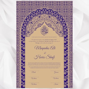 Luxury Nikkah Contract, Digital Printable Personalised Customised Nikkah Certificate, Custom Nikkah Nama, Islamic Wedding Contract, nn69